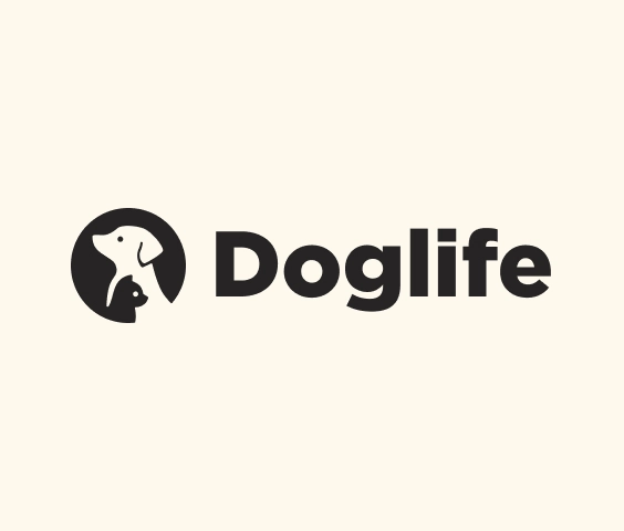 Logotipo minimalista com ícone circular de cachorro