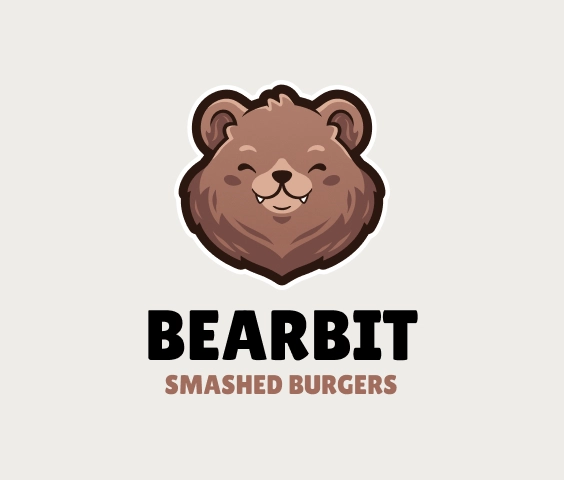 Logotipo de hamburgueria com mascote de urso fofo