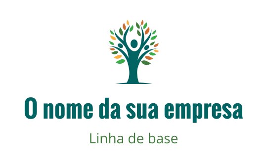 Logo de árvore vibrante com folhas coloridas e figura humana