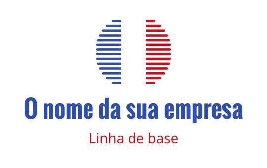 Design de logo moderno com elementos circulares listrados em vermelho e azul