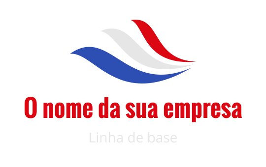 Design de logo dinâmico com ondas fluídas em vermelho, branco e azul