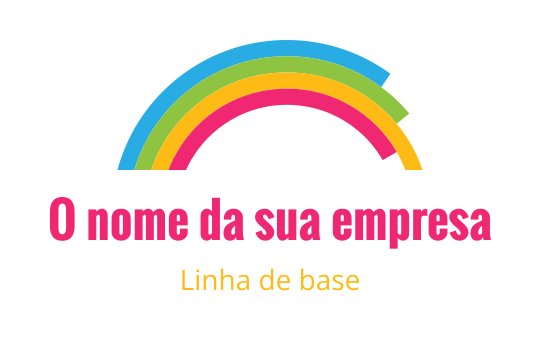 Design de logo colorido com arcos vibrantes e texto em negrito