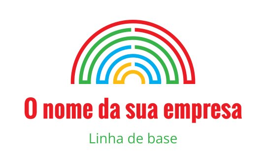Design de logo colorido em arco-íris com arcos sobrepostos em vermelho, verde e azul