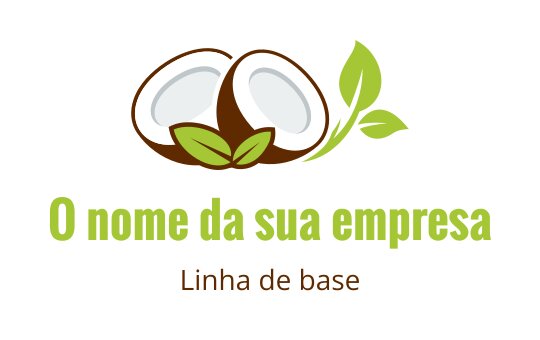 Design de logo de coco com folhas verdes e detalhes marrons