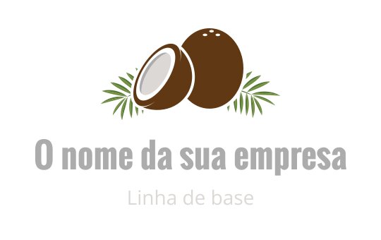Design de logo de coco com folhas verdes e paleta de cores marrons