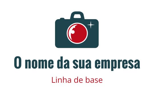 Design de logo moderno de câmera com lente vermelha e corpo azul-petróleo