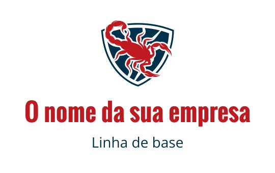 Logo de escorpião ousado dentro de um escudo em vermelho e azul