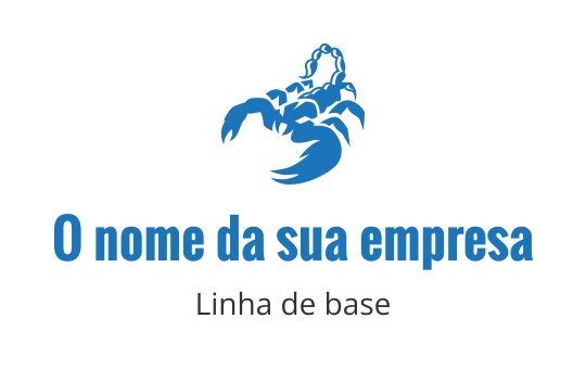 Logo de escorpião azul ousado com garras estilizadas e linhas fluidas