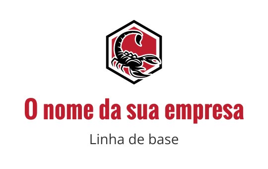 Logo de escorpião ousado em forma hexagonal nas cores vermelha e preta