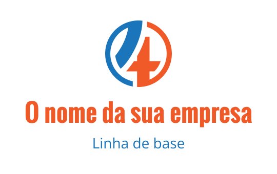 Design de logo moderno com um emblema circular azul e laranja e o número quatro estilizado