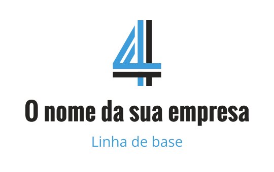 Logo moderno em azul e preto com o número quatro estilizado