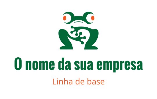 Logo de sapo verde divertido com acentos laranja vibrantes