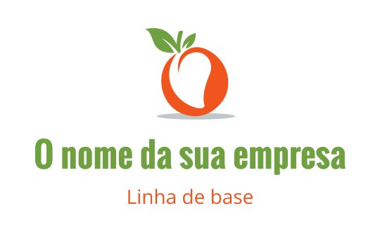 Logo de laranja fresca com folhas verdes e tipografia moderna