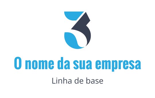 Logo moderno em azul e cinza escuro com o número três estilizado