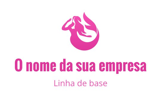 Design de logo de sereia rosa elegante com cabelo e cauda fluindo