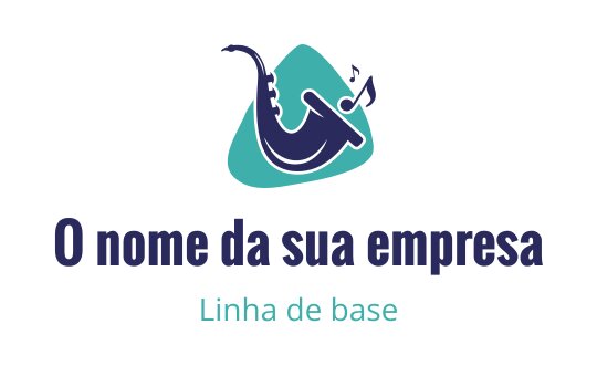 Design de logo criativo de saxofone com esquema de cores verde-azulado e marinho