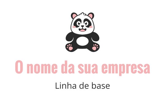 Logo de panda brincalhão com expressão amigável e detalhes em rosa