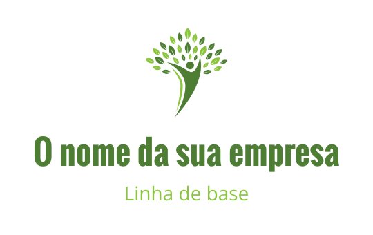 Design de logo moderno de árvore verde com tronco e folhas estilizados