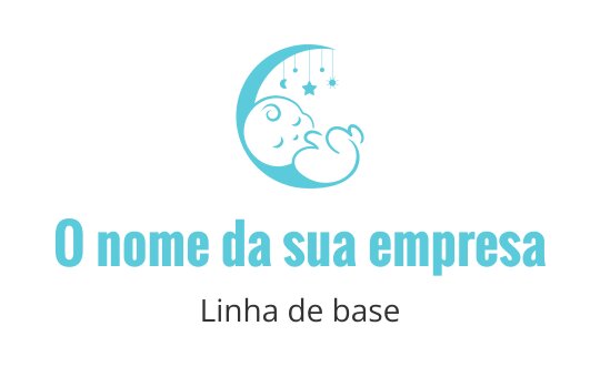 Logo em azul suave com um bebê dormindo e uma lua crescente