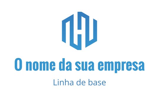 Design de logo moderno em azul com forma hexagonal geométrica