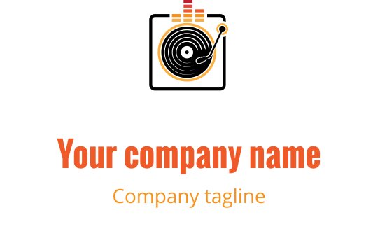 Design de logo circular moderno com detalhes laranja e um elemento de bolha divertido