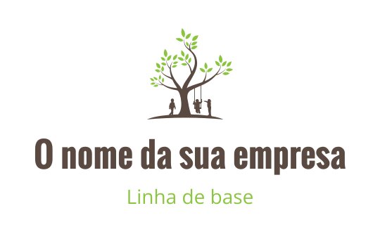 Design de logo de árvore com folhas verdes e tronco marrom