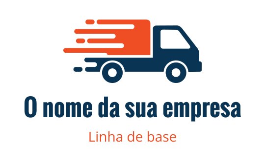 Logo de caminhão de entrega dinâmico em cores azul e laranja