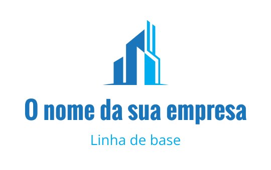 Logo de arranha-céu moderno em azul com linhas limpas e tipografia ousada