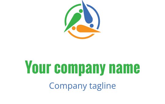 Design de logo colorido com figuras interconectadas em limão, teal e laranja