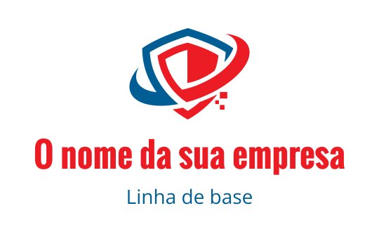 Design de logo moderno em formato de escudo com elementos vermelhos e azuis