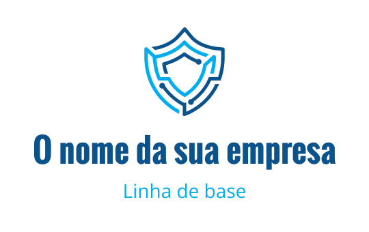 Design de logo moderno em forma de escudo com contornos azuis e brancos