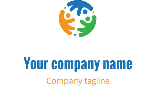 Design de logo colorido com figuras abstratas em arranjo circular