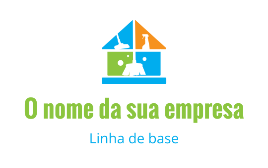 Logo de casa colorida com ferramentas em azul, verde e laranja