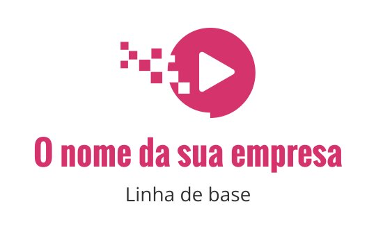 Design de logo moderno em rosa com um botão de play e elementos em pixel