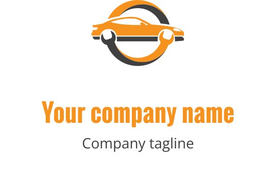 Design de logo de carro laranja elegante com detalhes cinza circulares