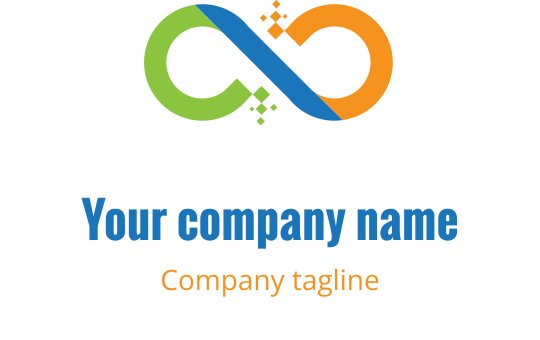 Design de logo infinito vibrante com cores laranja, limão e teal