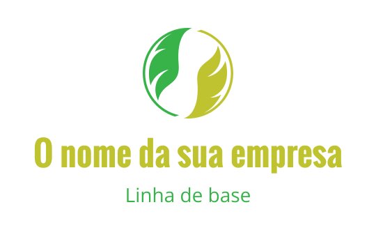 Design de logo circular moderno com folhas verdes e um destaque amarelo