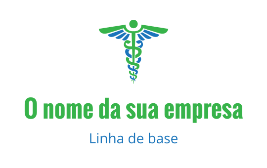 Design de logo moderno com um caduceu em elementos verdes e azuis