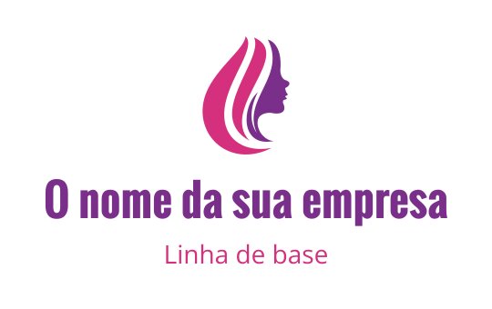 Design de logo elegante com silhueta de perfil e cabelo fluido em tons de rosa