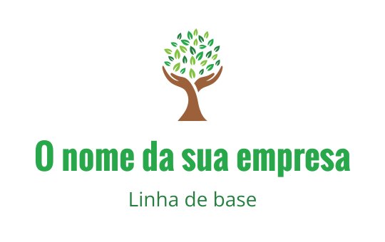 Design de logo moderno com uma árvore, folhas verdes e mãos