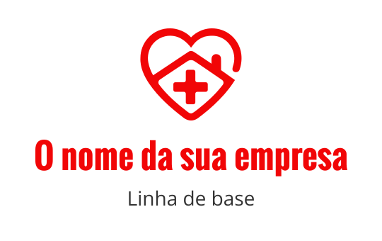 Logo em forma de coração com uma cruz médica em vermelho