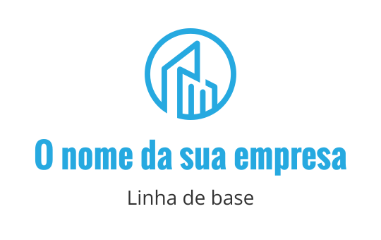 Design de logo moderno em azul com formas de edifícios abstratos dentro de um círculo