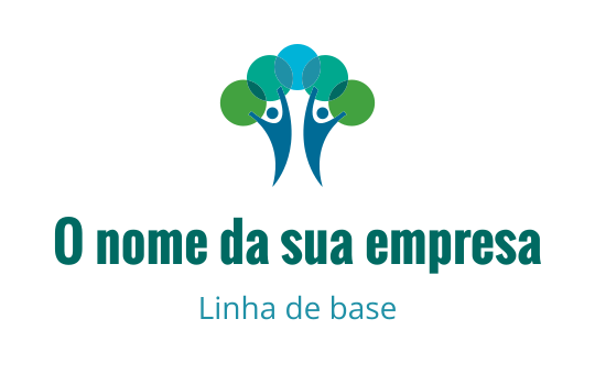 Design de logo moderno com árvores abstratas em tons de azul e verde