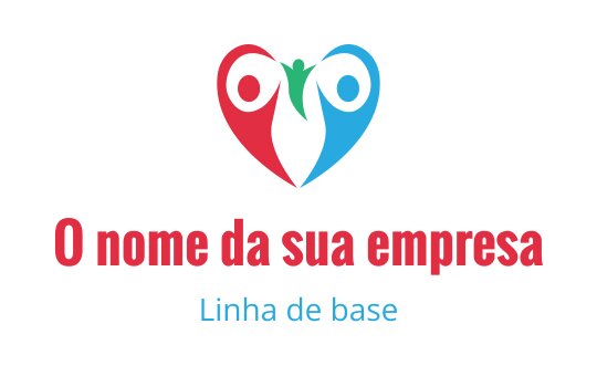 Logo em forma de coração com duas figuras em vermelho e azul