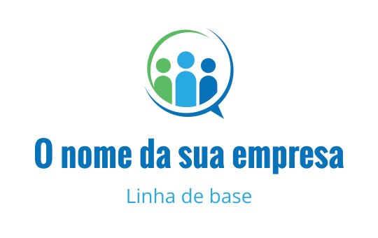 Design de logo moderno com três figuras estilizadas em círculos azuis e verdes