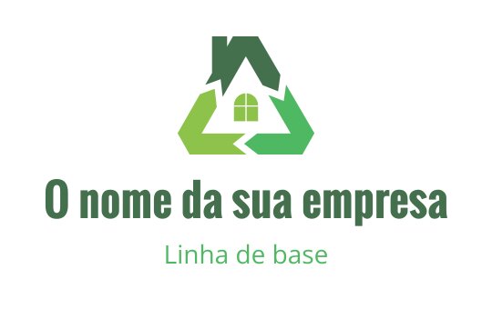 Logo moderno verde com uma casa e setas de reciclagem