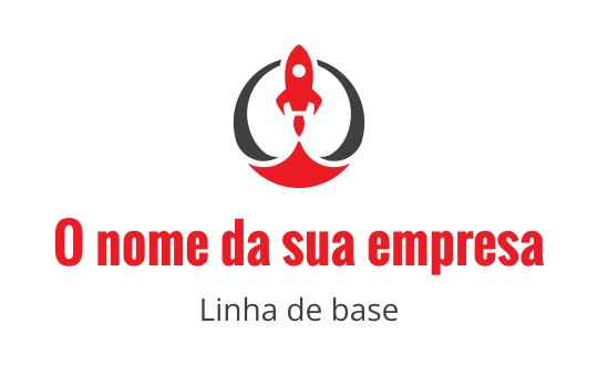 Logo de foguete ousado com detalhes vermelhos e elementos circulares