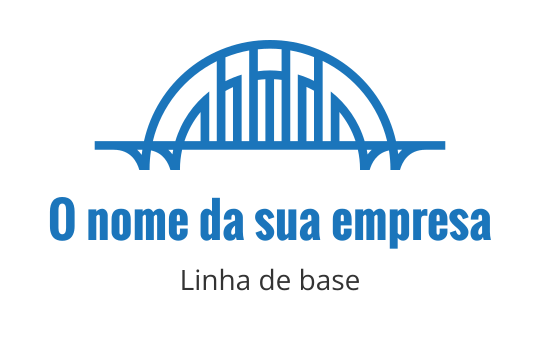 Design de logo moderno de ponte azul com linhas verticais e arcos
