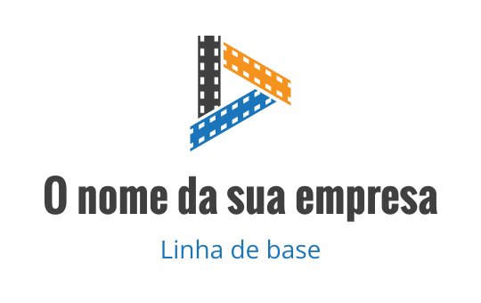 Design de logo moderno com forma triangular e elementos laranja, azul e cinza