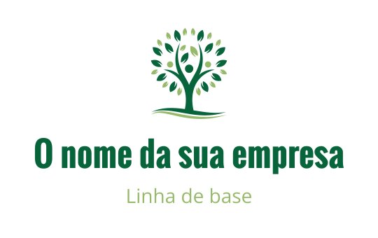 Design de logo de árvore verde moderna com folhas arredondadas e base fluida